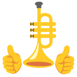 thumbs up and trumpet