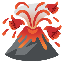 thumbs up and volcano
