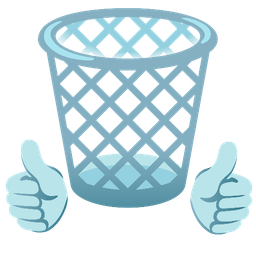 thumbs up and wastebasket