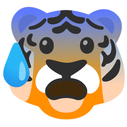 Tiger face and Anxious face with sweat