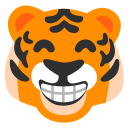 Tiger face and Beaming face with smiling eyes