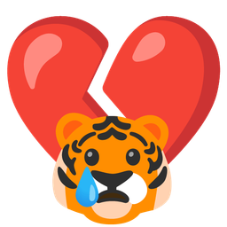 tiger face and broken heart