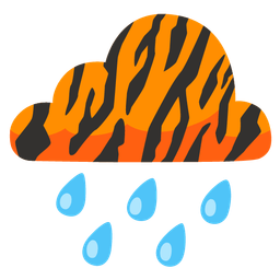 Tiger face and Cloud with rain