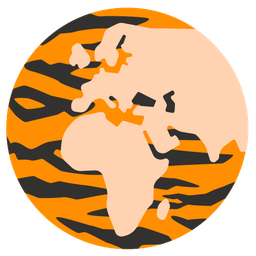 Tiger face and Globe showing Europe-Africa