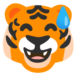 Tiger face and Grinning face with sweat