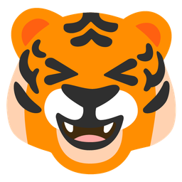 Tiger face and Grinning squinting face