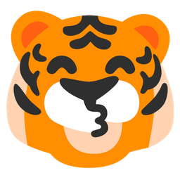 Tiger face and Kissing face with smiling eyes