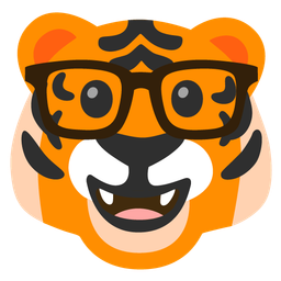 Tiger face and Nerd face