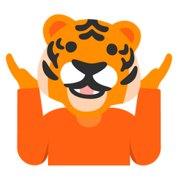 Tiger face and Person shrugging