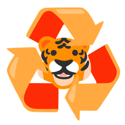 Tiger face and Recycling symbol