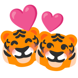 Tiger face and Revolving hearts