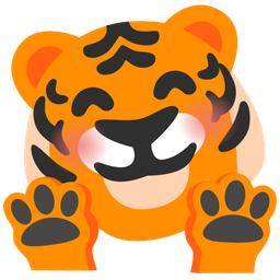 Tiger face and Smiling face with open hands
