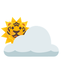 Tiger face and Sun behind cloud
