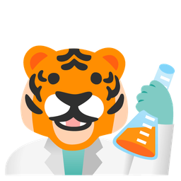 tiger face and test tube