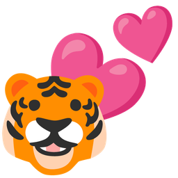Tiger face and Two hearts