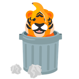 Tiger face and Wastebasket