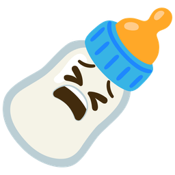 Tired face and Baby bottle