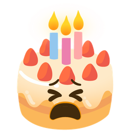 Tired face and Birthday cake