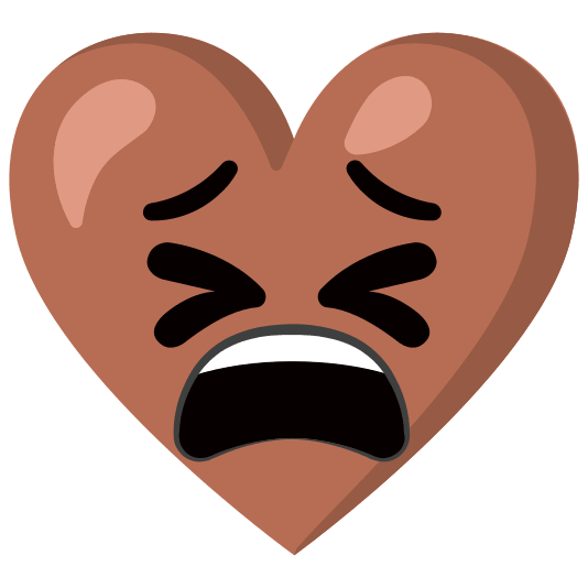 Tired face and Brown heart