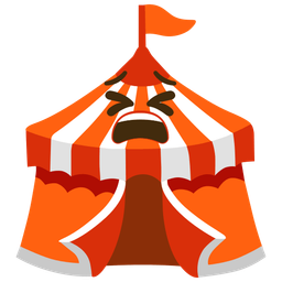 tired face and circus tent