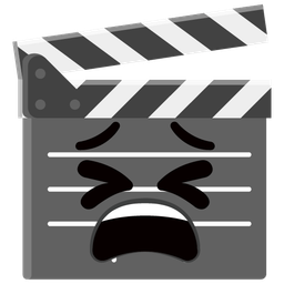 tired face and clapper board