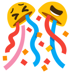 tired face and confetti ball