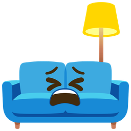 tired face and couch and lamp