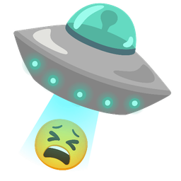 tired face and flying saucer