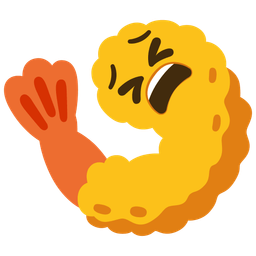 tired face and fried shrimp