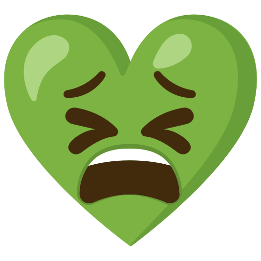 Tired face and Green heart