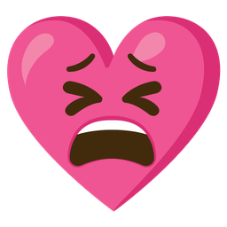 tired face and heart with ribbon