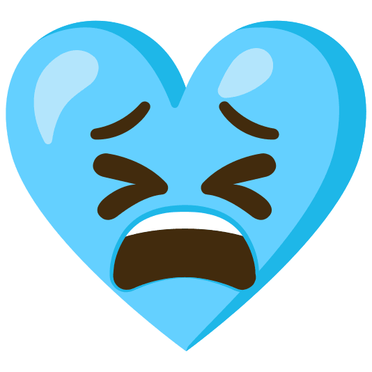 Tired face and Light blue heart