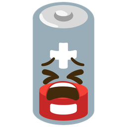 tired face and low battery