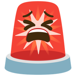 tired face and police car light