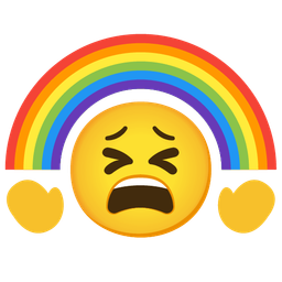 tired face and rainbow