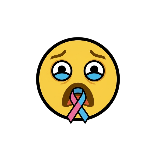 Tired face and Reminder ribbon