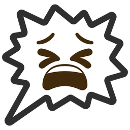 tired face and right anger bubble