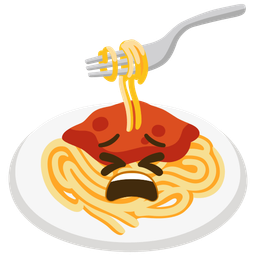 tired face and spaghetti