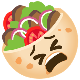 tired face and stuffed flatbread