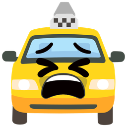 tired face and taxi