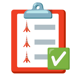 Tokyo tower and check mark button