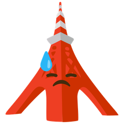 Tokyo tower and downcast face with sweat