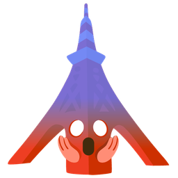 Tokyo tower and face screaming in fear