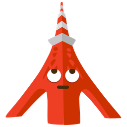 Tokyo tower and face with rolling eyes