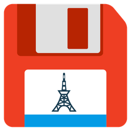Tokyo tower and floppy disk