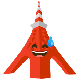 Tokyo tower and Grinning face with sweat