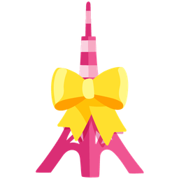 Tokyo tower and heart with ribbon