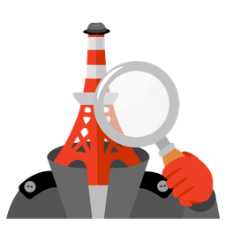 Tokyo tower and magnifying glass tilted right