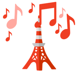 Tokyo tower and musical notes