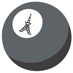 Tokyo tower and pool 8 ball